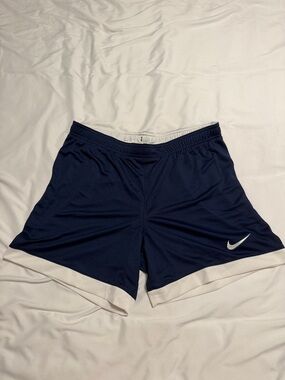 Nike Women's Navy Athletic Shorts with White Accents